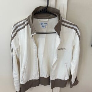 Adidas Women's Cream and Brown Bomber Jacket
